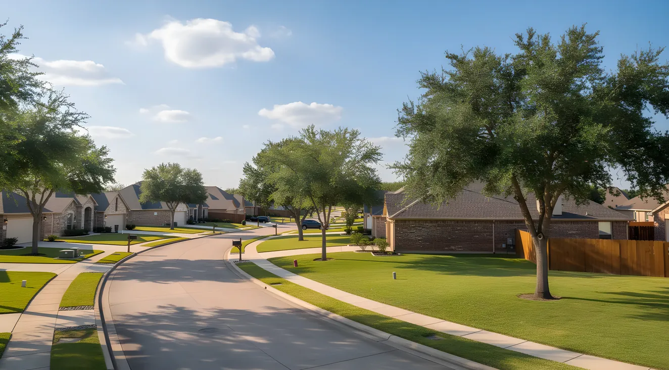 Scenic neighborhood view in Melissa Texas
